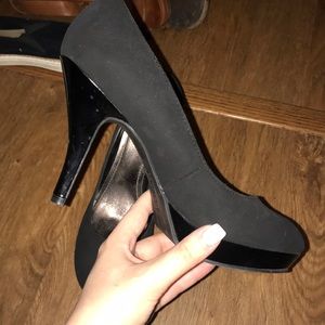 Black suede heels
